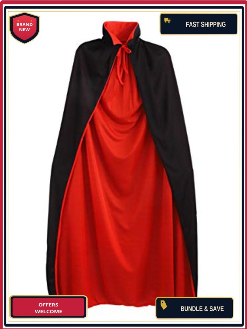 Vampire Cloak 55 Inch Cape for Halloween Cosplay Stage Costume